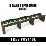 N Gauge 1:148 - Triple Span Bridge With Brick Piers – Model Railway Bridge