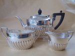 NICE VICTORIAN STERLING SILVER FLUTED BACHELORS TEA SET 1894