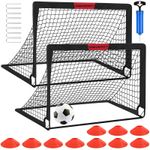Kids Football Goals for Garden Set – 2 x 4ft x 3ft Portable 4x3ft, Black 