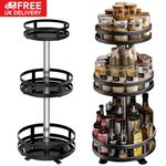 3 Tiers 360° Rotating Spice Rack Rotatable Steel Kitchen Seasoning Organizer UK