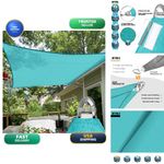 TANG 20' x 20' Sun Shade Sail Rectangle Heavy Duty 260 GSM Turquoise for Pool