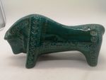 Bitossi ? Italian Aldo Londi Green & Glazed Large 30cm Bull No Signature