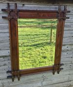 Stunning Late Victorian Arts and Crafts  Oak Bevelled Edge Glass Mirror