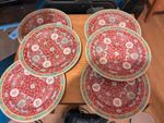 6 x Side Plates Vintage Chinese Famille Rose Mun Shou Longevity Porcelain