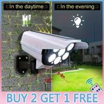 Solar Power Dummy Security Camera Fake LED Wall Light Outdoor Surveillance CCTV