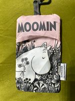 Moomin Compact Folding Umbrella Case Graphic Print Wrist Strap Pink White Black