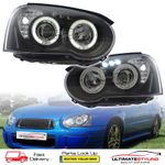 For Subaru Impreza Headlights 2003-2005 Projector Blob LED DRL Halo Angel Eyes