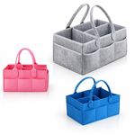 Baby Diaper Organizer Storage Bag, Pink Felt Caddy Changing Nappy Stuff Carrier