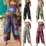 Womens Dungarees Trousers Ladies Long Baggy Jumpsuit Sleeveless Casual Overalls