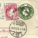 GB IRELAND/EIRE Mixed Franking KGV 5d GREEN Stationery Cover Registered E05c