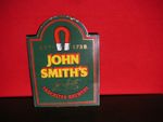 Vintage Genuine John Smith`s Large Enamel Pub Entrance Sign Beer Bar Man Cave
