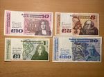 Set of 4 Irish  B series Banknotes.