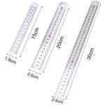 3pc Set Double Side Metal Ruler Stainless Steel- 30cm-20cm-15cm 12"/ 8"/6" 