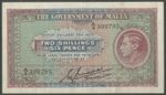 Malta, Government, 2/6d, (1940), Pick 18, GVF