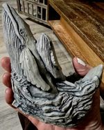WHALE COLLECTOR SCULPTURES  MT HELENA(ASH) OCEAN-JASPER (2)RESIN  CLAY(SIGNED)
