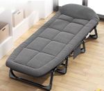Reclining Sun Lounger Chair Folding Recliner Garden Adjustable Guest Bed Gray