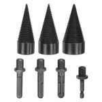 3-Pack Wood Splitter Drill Bit 32mm + 38mm + 42mm+4 Handles for Stove/Farm