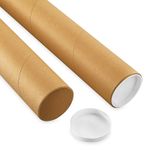 25 Packs of 25 Kraft Mailing Tubes With End Caps - 3 X 20 In, .070 In Thick