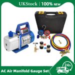 3.5CFM 1/3HP Vacuum Pump HVAC Refrigeration R134A Adapter Pressure Gauge A/C