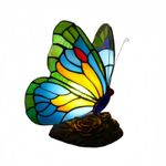 Night Light Colorful Stained-Glass Style Butterfly Lamp for Bedside Table