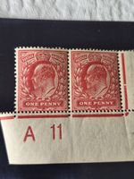 George V Corner Pair One Penny Rose Red c1911 Mint