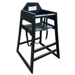 Chef-Hub Black Stackable Children' Wooden High Chair, Hotel & Restaurant Quality