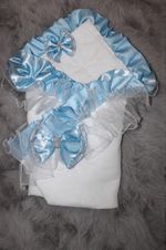 Baby Swaddle Wrap with Baby Blue Frills