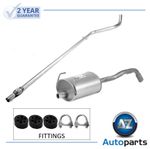 For Fiat - Panda 1.1 1.2 2003-2022 Centre Exhaust & Rear Silencer + Fittings