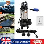 Submersible Dirty Water Pump Grinder Sewage Deep Well Septic Flood Sewage Sump