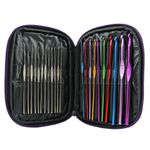 22 PIECE MULTI COLOURED ALUMINIUM CROCHET HOOKS KNITTING NEEDLES SET 0.6MM-6.5MM