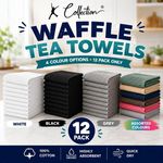 12 Pack Cotton Waffle Tea Towels  45x65cm Kitchen Dish Cloths 4 Colours