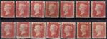 GREAT BRITAIN QUEEN VICTORIA 1864-79 1d rose-red mint complete assembly - 43219
