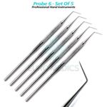 5 PCS Dental Probe 6 Single Ended Diagnostic Teeth Cleaning Periodontal Probes