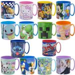 390ML Licensed Plastic Cups with Handle, BPA Free Microwave Safe Mugs for Kids