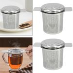 2Pcs Tea Infuser Stainless Steel Tea Filter Strainer With Lid for Loose Coffee