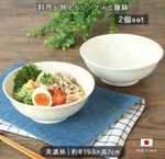 Japanese Mino ware Ramen Bowl Donburi 2pcs White With Black Dots Made In Japan