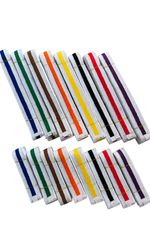 MARTIAL ARTS WHITE BELTS WITH STRIPES KARATE TAEKWONDO JUDI KICKBOXING 150/280cm