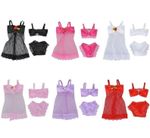 GIRL FASHION DOLL CLOTHING LINGERIE UNDERWEAR BRA KNICKERS & GOWN 3 PIECE SET UK