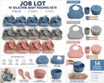 Job Lot 14x Silicone Baby Feeding Sets Suction Bowl Bib Cup Spoon Fork Weaning
