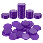 100Pcs 1" Poker Chips, Bingo Chips Learning Counters, Purple