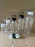 120ml 250ml 330ml 500ml Juice Bottles Round Clear Plastic with Tamper Caps