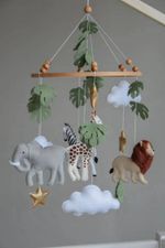 Felt Baby Crib Safari Mobile Nursery Hanging Toy Handmade Baby Shower Gift