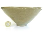 ANTIQUE CHINESE SONG DYNASTY GREEN/BROWN CELADON GLAZED CONE SHAPED BOWL 15.5CM