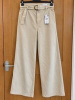 Mango Cream Wide Leg Belted Trousers UK 6 BNWT