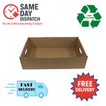 Kraft Cardboard Trays | Hampers with Handles 390x260x100mm | Flat Packed
