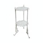 Cast-Iron Flower Stand Ornate Two-Tier Plant Stand Heavy Duty for Patio, Balcony