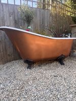 Copper Coated Roll Top Bath  / Outdoor Planter / Trough / Pot / Garden / Vintage