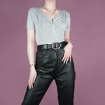 VINTAGE 90s Grey Drape Zip Disco Pastel Leotard Body Bodysuit Top S M 8 10 12
