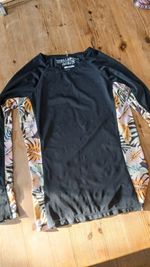 Billabong Rash Vest Black Floral Large swim top paddle boarding Surf Swim Beach