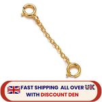 9ct Gold Strong Extender Safety Chain Bracelet Necklace Soldered Connecting Ring
